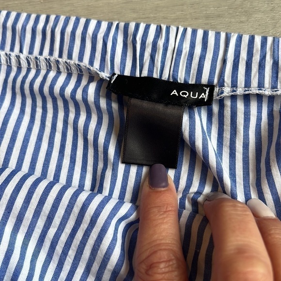 AQUA Striped Off The Shoulder Cotton Toe Sleeve Romper Small - Picture 4 of 6